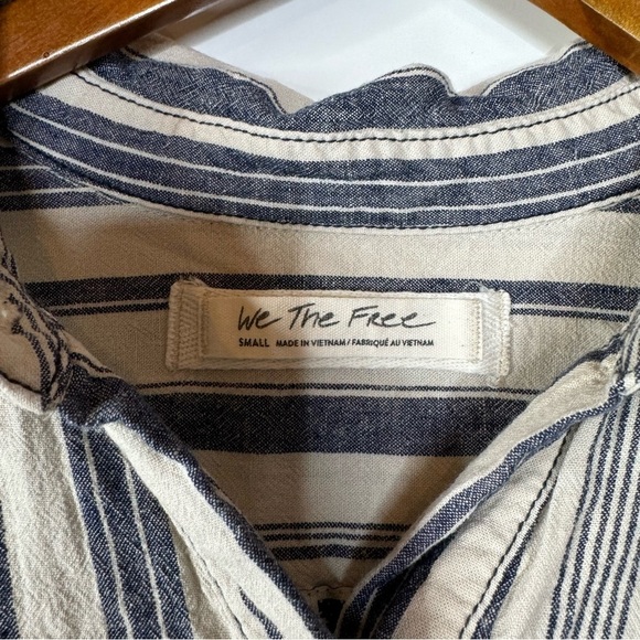 We The Free Summer Breeze Striped Linen Blend Shirt Size Small - Picture 4 of 7